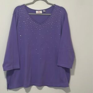 Purple top with quarter length sleeves size 2X length28”